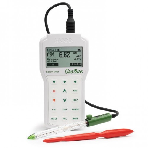 pHmetro portátil pH/mV/Temp con electrodo de vidrio, diseñado para medidas en suelo